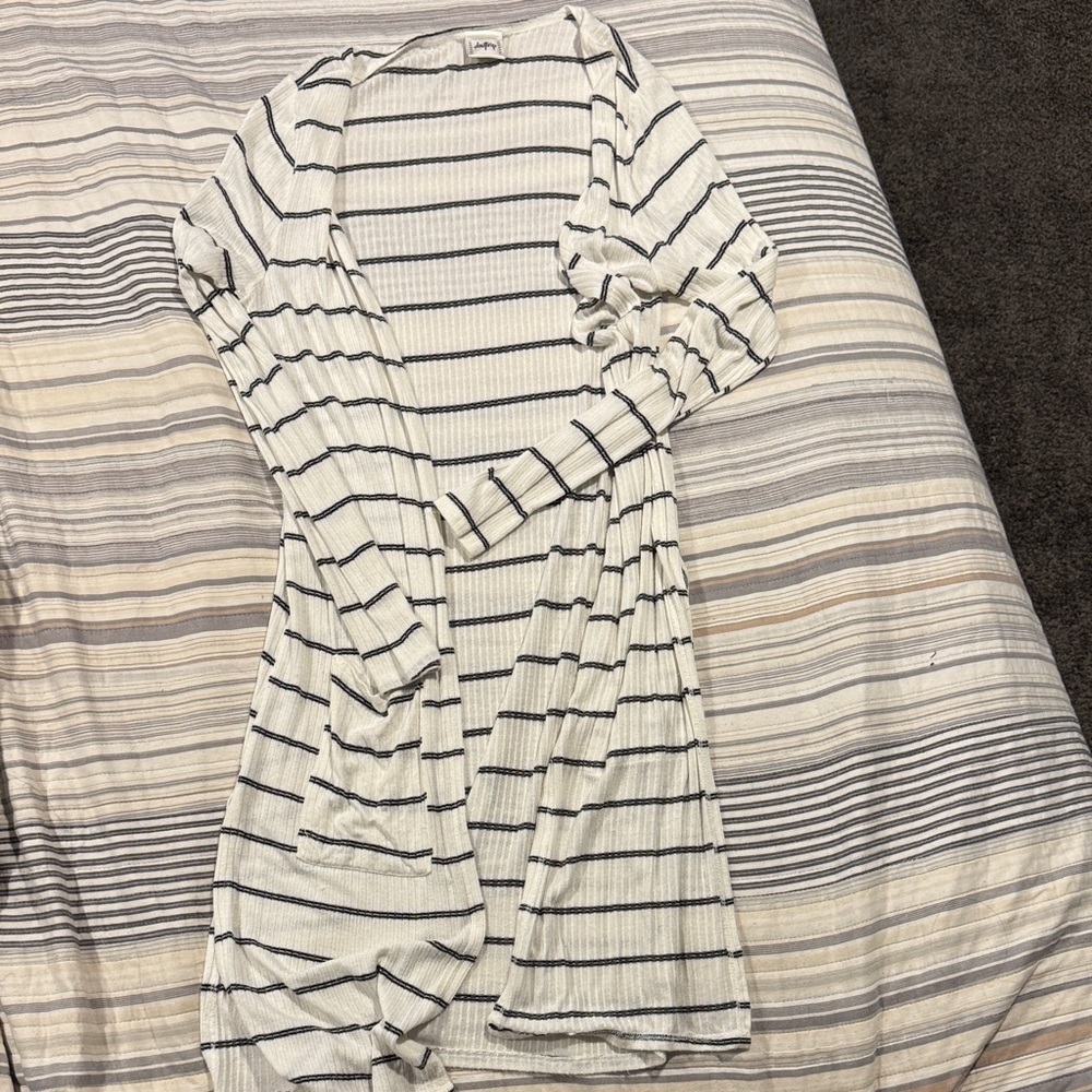 Daytrip Black and White Striped Cardigan